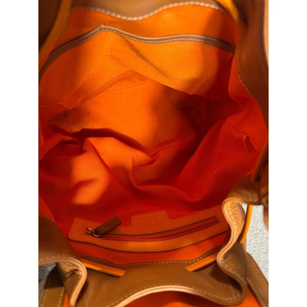 MyWalit Leather Brown  Backpack purse with orange trim Shoulder Bag‎ Italy